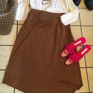 Asymmetrical faux suede skirt